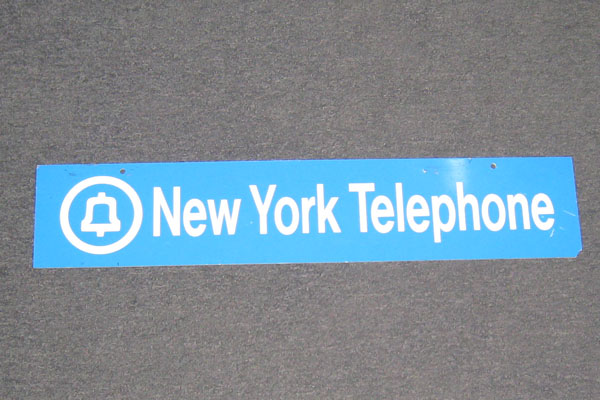 Sign-New York Telephone, 25"w x 5"t, plastic, blue/wht, another photo