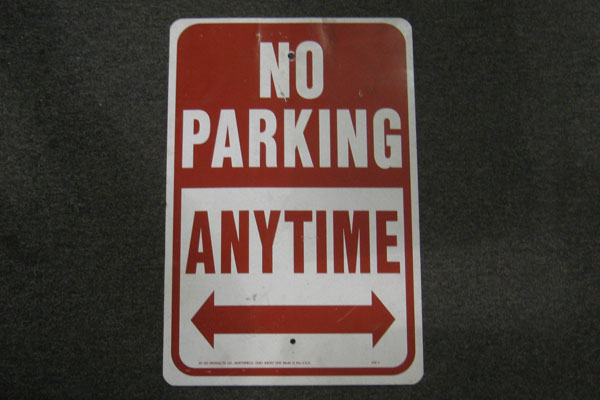 Sign-No Parking Anytime <--->, stock number S-1840