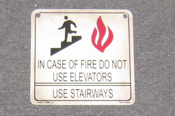 Sign-In Case of Fire Do Not Use Elevators, stock number S-1891