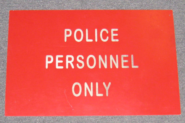 Sign-Police Personnel Only, stock number S-1917
