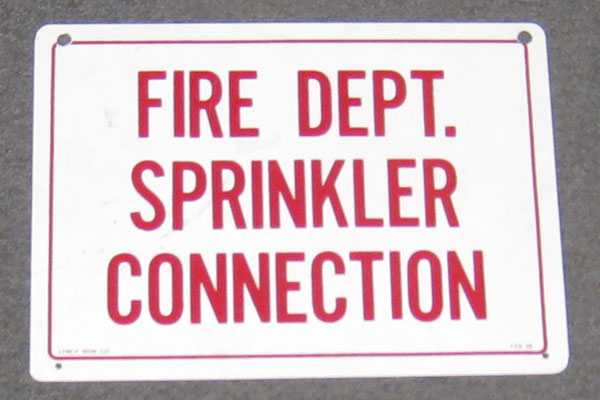 Sign-Fire Dept Sprinkler Connection, stock number S-1943