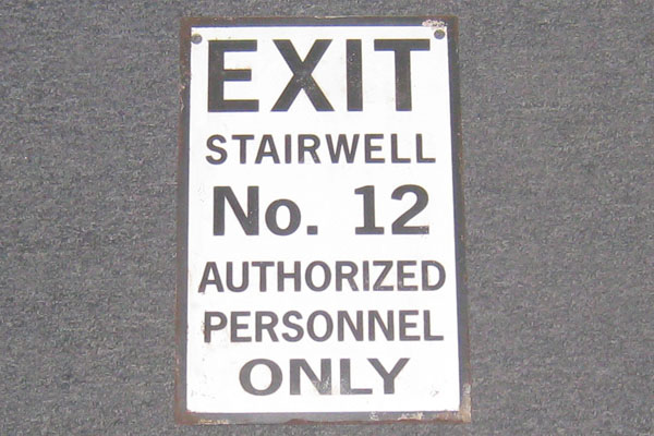 Sign-Exit Stairwell #12 Authorized Personnel Only, stock number S-1998