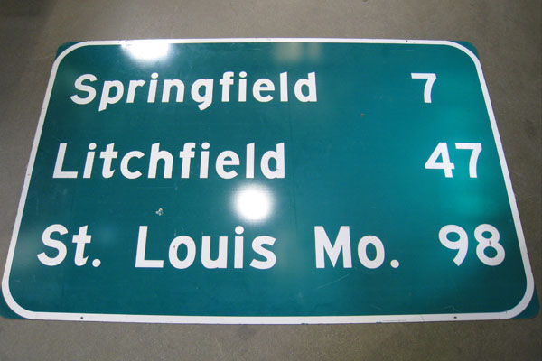Sign-Springfield 7/ Litchfield 47 / St. Louis 98, stock number S-2016