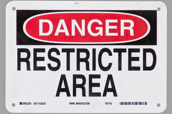 Sign-Danger-Restricted Area, stock number S-2033