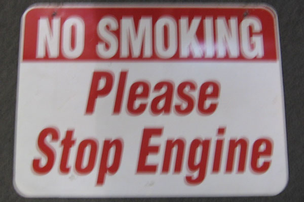 Sign-No Smoking Stop Engine, stock number S-2035