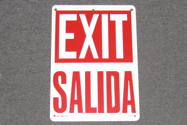 Sign-English/Spanish-Exit/Salida, stock number S-2063