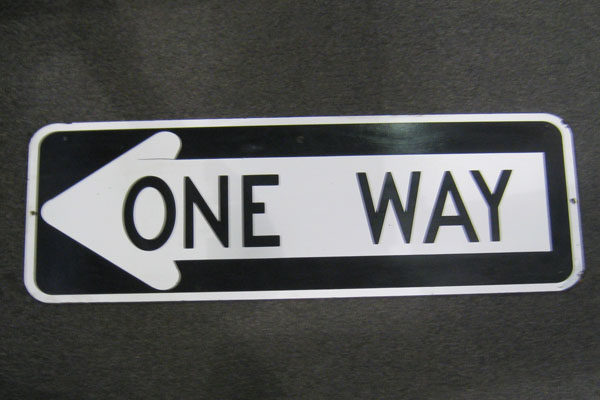 Sign-ONE WAY <---, stock number S-2097b