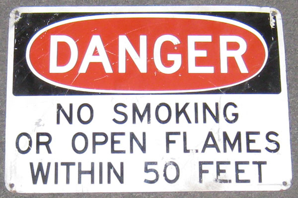 Sign-Danger No Smoking Or Open Flames Within 50 Feet, stock number S-2103