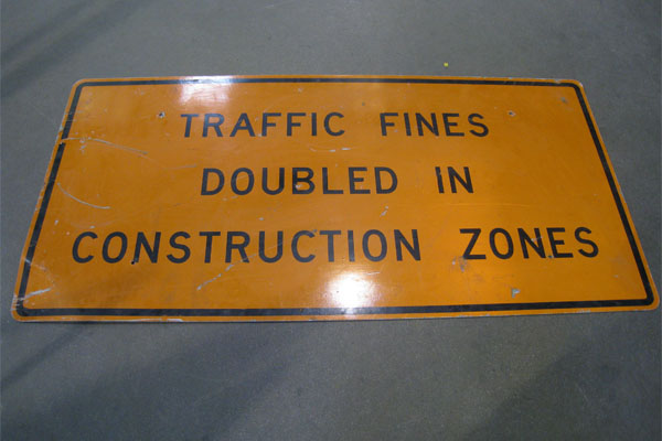 Sign-Traffic Fines Doubled In Construction Zones, stock number S-2131