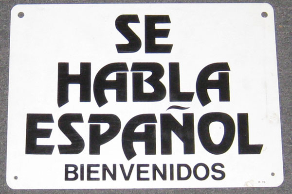 Sign-Spanish-Se Habla Espanol Bienvenidos, stock number S-2132