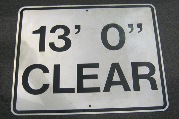 Sign-13' 0" Clear, stock number S-2155