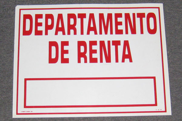 Sign-Spanish - Departamento De Renta, stock number S-2198