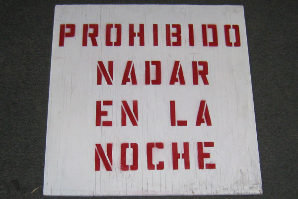 Sign-Spanish-Prohibido Nadar En La Noche, stock number S-2206
