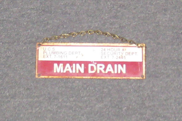 Sign-Main Drain, stock number S-2242