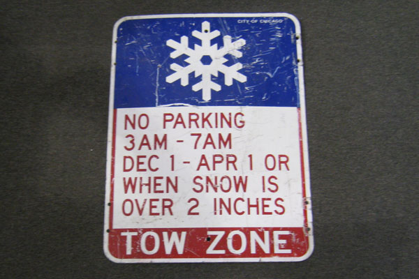Sign-Snowflake Symbol - No Parking 3AM-7AM Dec 1 - Apr 1 Or When Snow Is Over 2, stock number S-2307