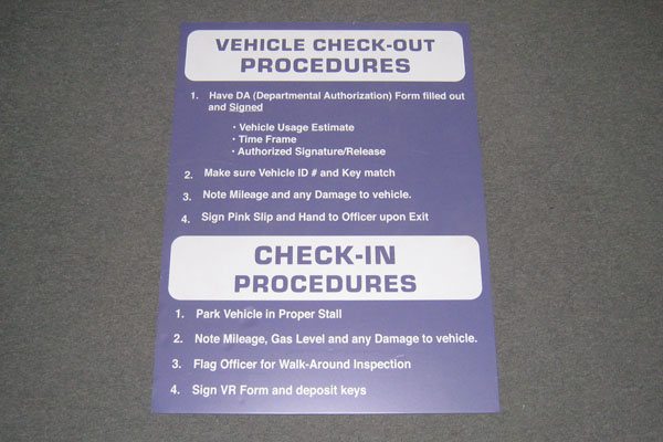 Sign-Vehicle Check-Out Procedures / Vehicle Check-In, another photo
