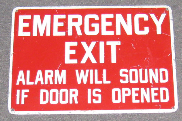 Sign-Emergency Exit-Alarm Will Sound, stock number S-2315