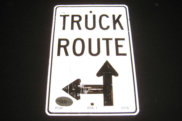 Sign-Truck Route <-^, stock number S-2333