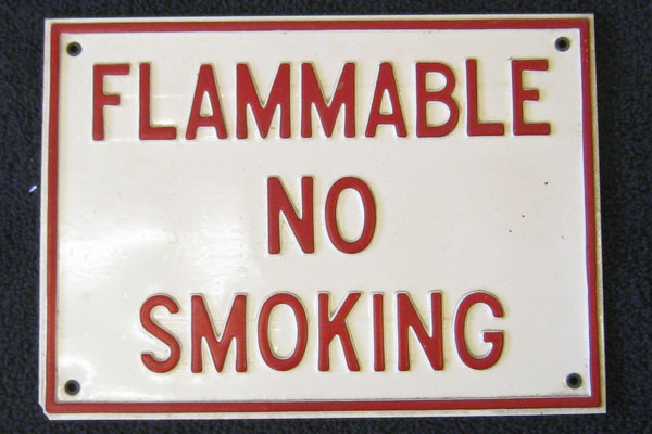 Sign-Flammable no smoking, stock number S-2475