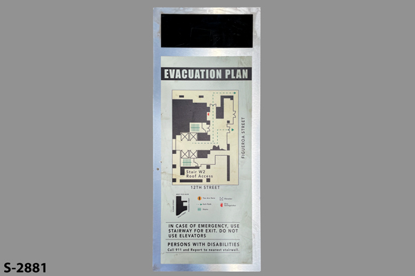 Sign-Evacuation Plan- w/ map of building, stock number S-2881