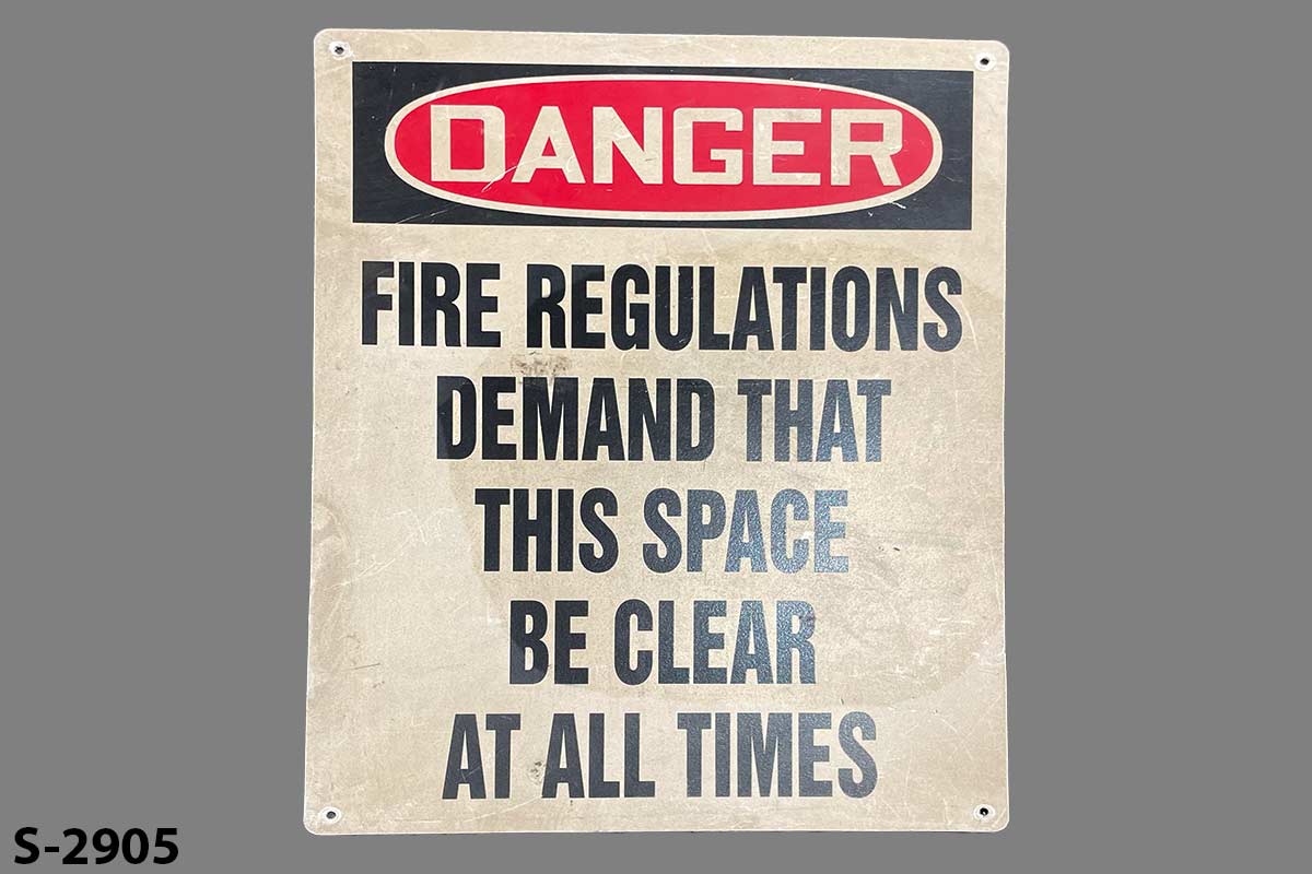 Sign-Fire Regs Demand Space Clear All Times, stock number S-2905