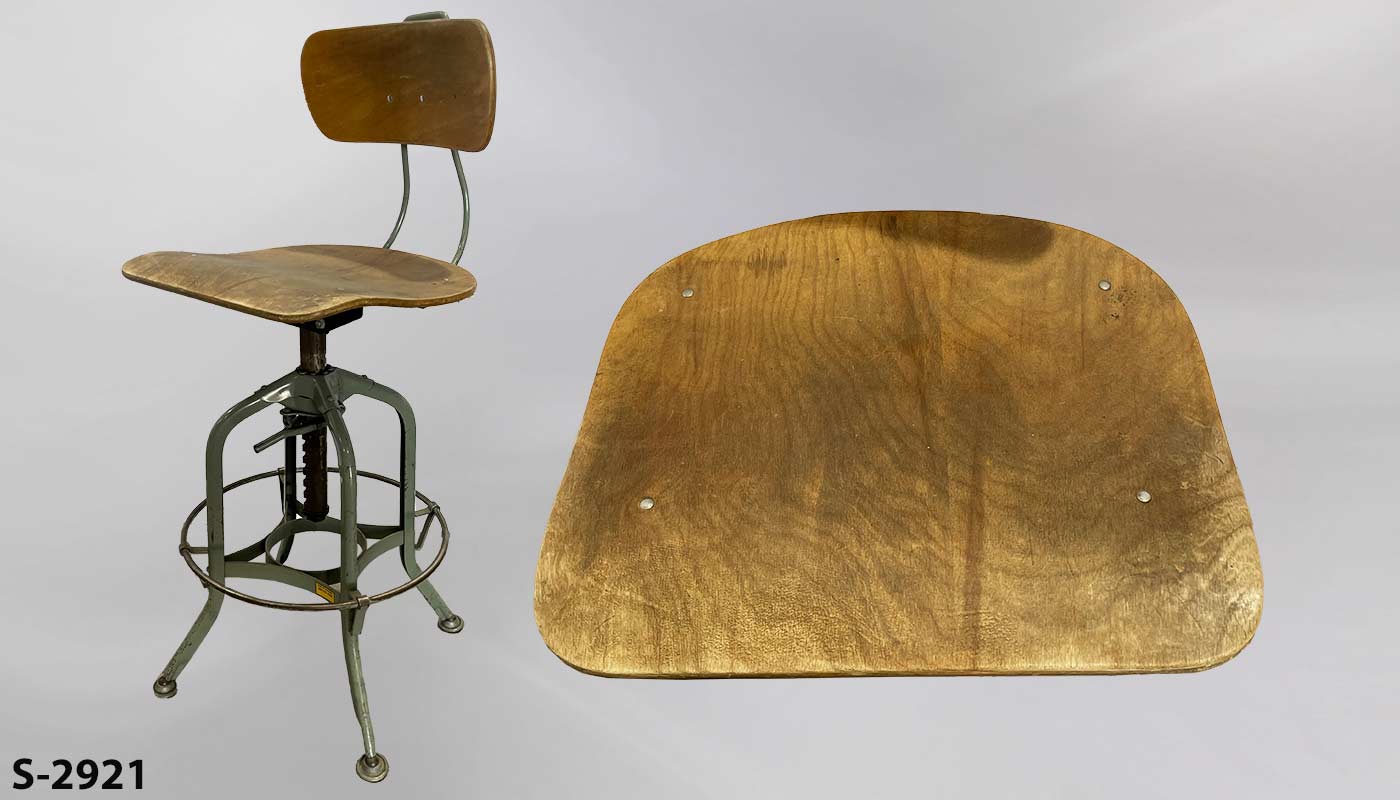 Stool w/ green metal legs, stock number S-2921