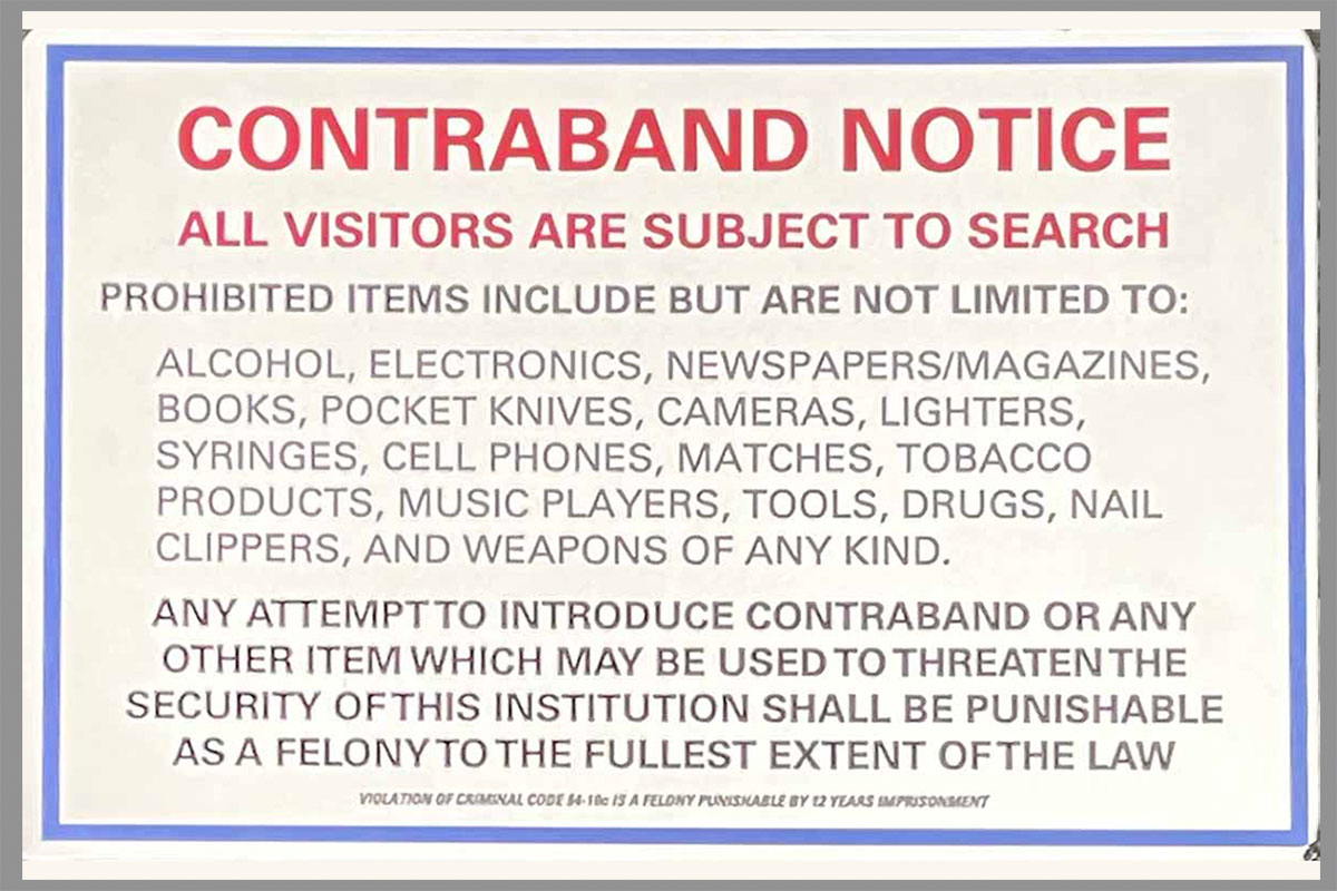 Sign-Contraband Notice All Visitors Are Subject To Search... red/wht/blue, stock number S-2941