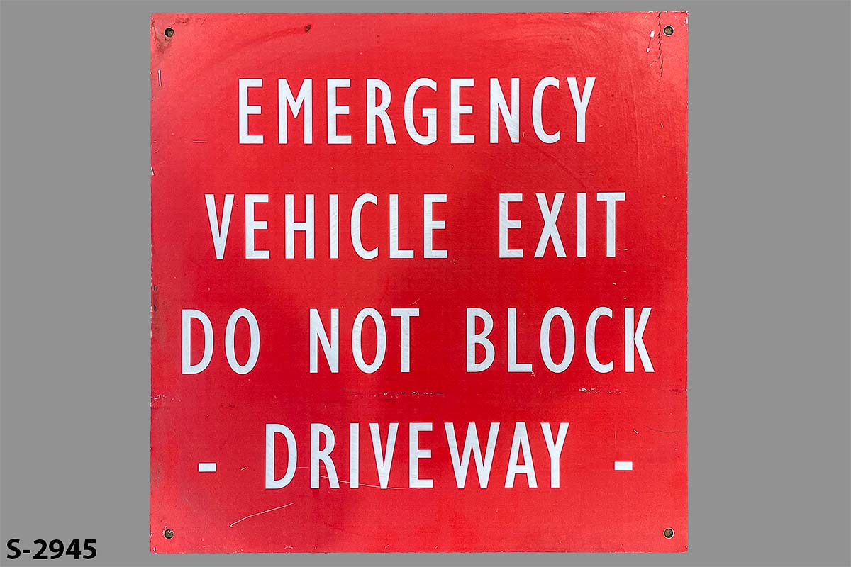 Sign-Emergency Vehicle Exit Do Not Block Driveway, stock number S-2945