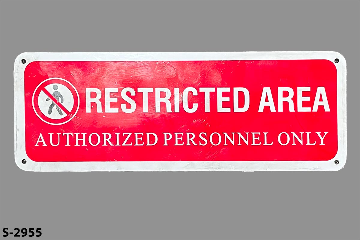 Sign-Restricted Area Authorized Personnel Only, stock number S-2955