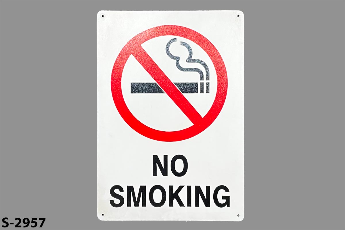 Sign-No Smoking - w/ international symbol, stock number S-2957