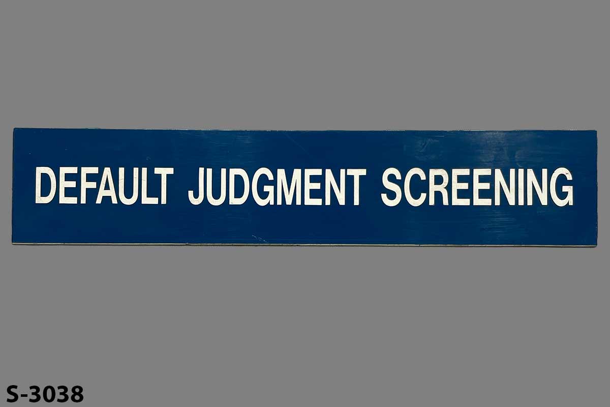 Sign-Default Judgment Screening, stock number S-3038