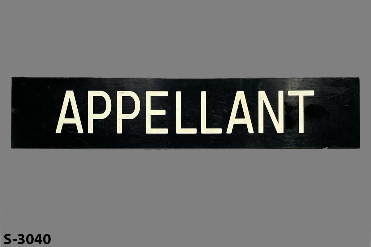 Sign-Appellant, stock number S-3040