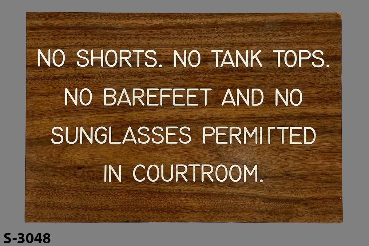 Sign-No Shorts. No Tank Tops. No Barefeet And No Sunglasses Permitted In, stock number S-3048