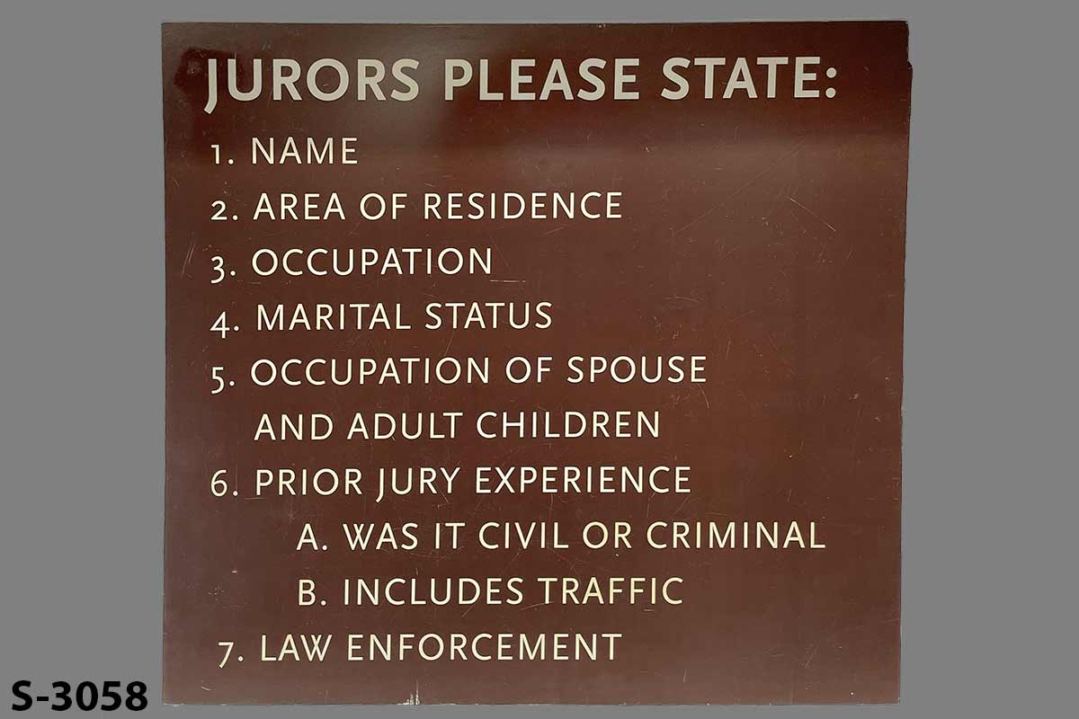 Sign-Jurors Please State, stock number S-3058