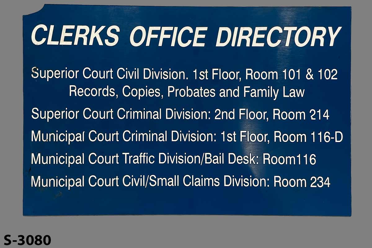 Sign-Clerks Office Directory Superior Court Civil Division . 1st Floor, stock number S-3080