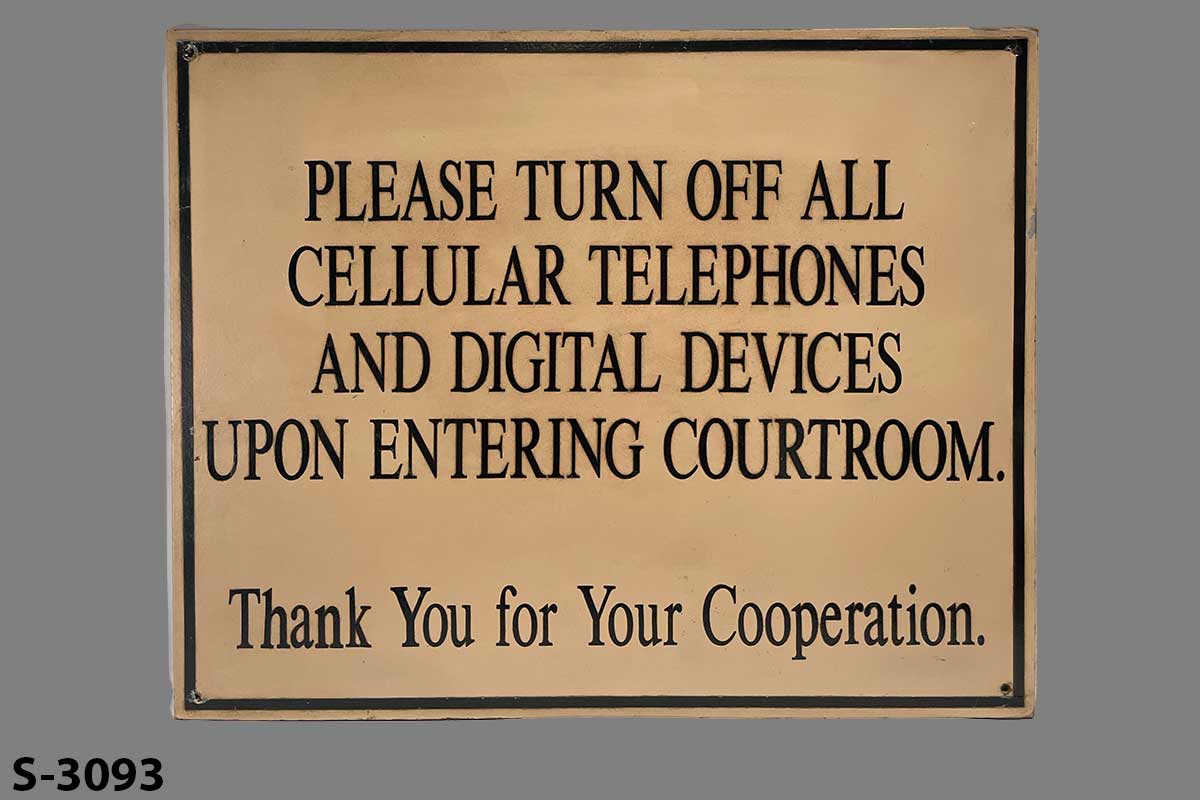 Sign-Please Turn Off All Cellular Telephones And Digital Devices Upon Entering, stock number S-3093