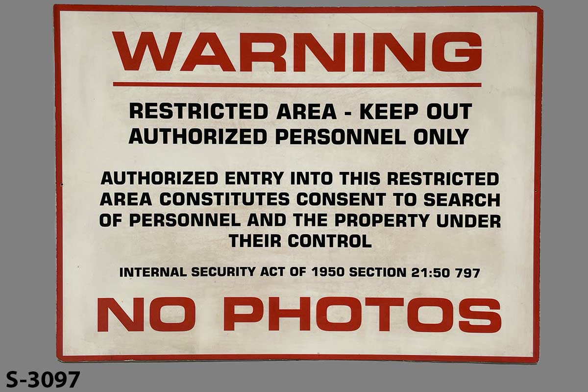 Sign-Warning Restricted Area - Keep Out Authorized Personnel Only Authorized, stock number S-3097