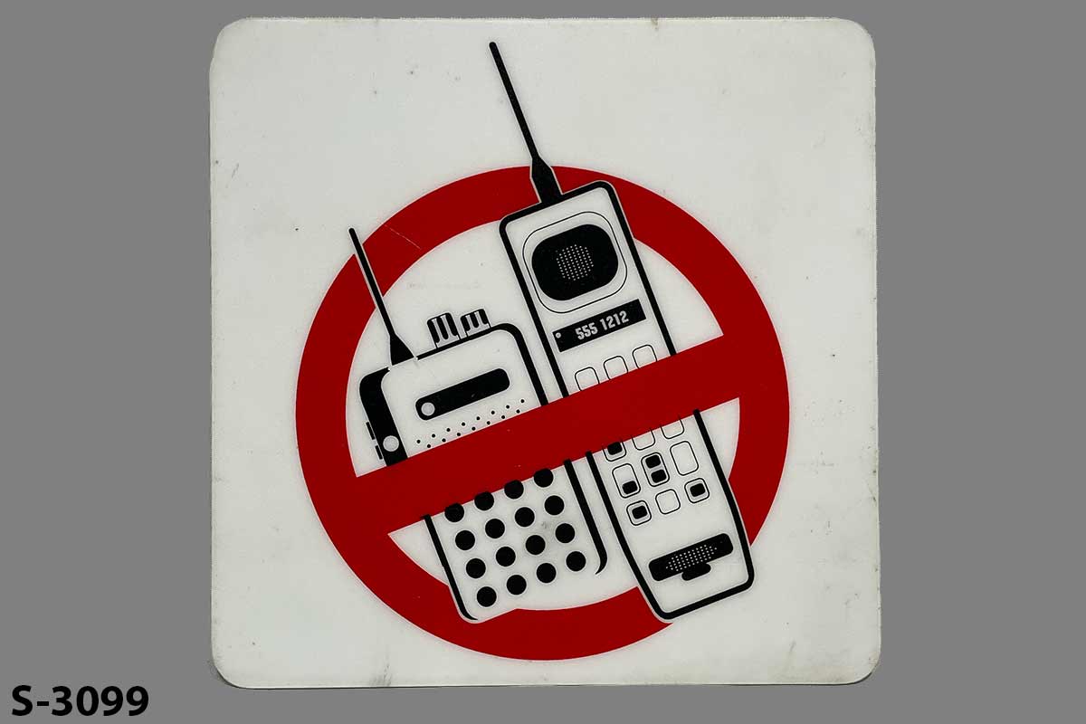Sign-No Cellular Phones, stock number S-3099