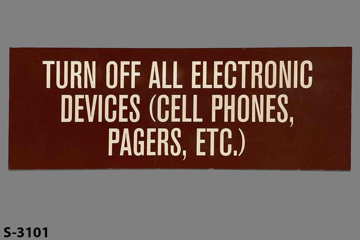 Sign-Turn Off All Electronic Devices, stock number S-3101