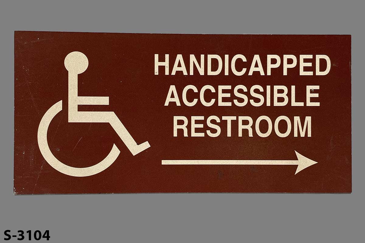 Sign-Handicapped Accessible Restroom --->, stock number S-3104