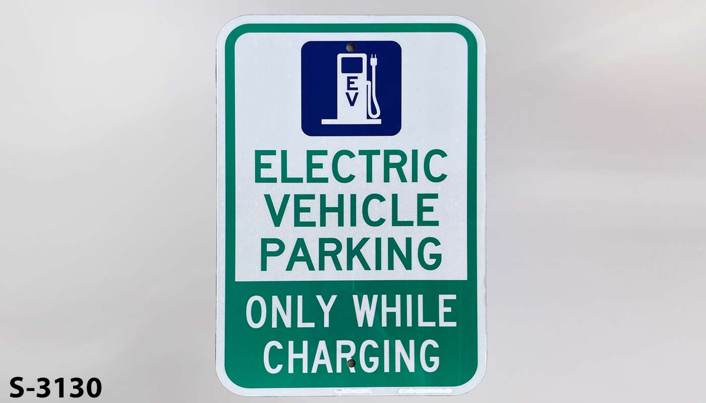 Sign-Electric Vehicle Parking Only While Charging, stock number S-3130