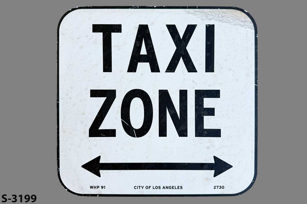 Sign-Taxi Zone <----> wht/blk, stock number S-3199