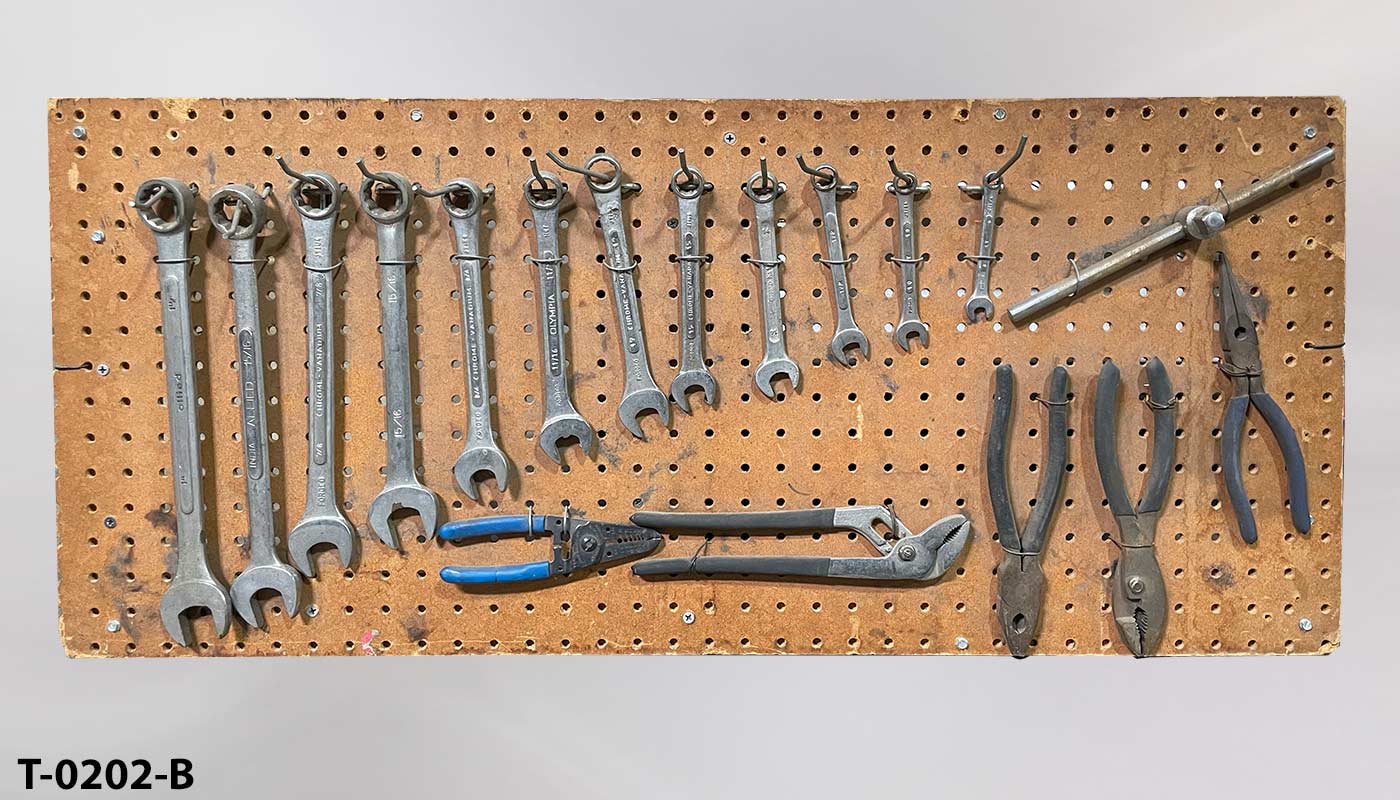 Tool board, brown, w/ 18 tools, 35"w x 16"t (SPECIFY A OR B), another photo