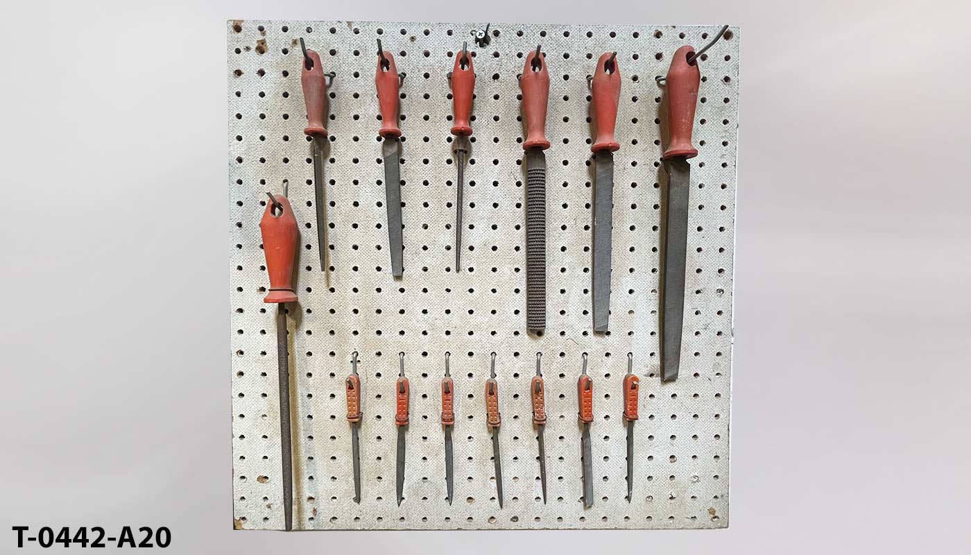 Tool board, 14 files w/ orange handles, 22"w x 24"t, another photo
