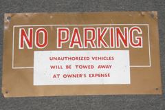 Sign-No Parking Unauthorized Vehicles Will Be Towed Away At Owner's, stock number S-0036