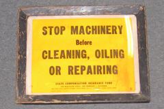 Sign-Stop Machinery Before Cleaning Oiling Or Repairing, stock number S-0059