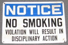 Sign-Notice No Smoking Violation Will Result In Disciplinary Action, stock number S-0177