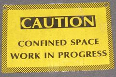Sign-Caution confined space work in progress, stock number S-0183