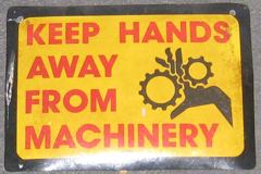 Sign-Keep Hands Away From Machinery, stock number S-0206