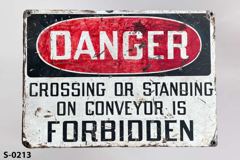 Sign-Danger crossing over or standing on conveyor belt is, photo 2 of 2